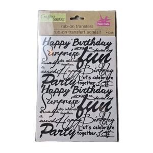 Crafter's Square Paper Craft Rub-On Transfers Birthday Party Celebration
